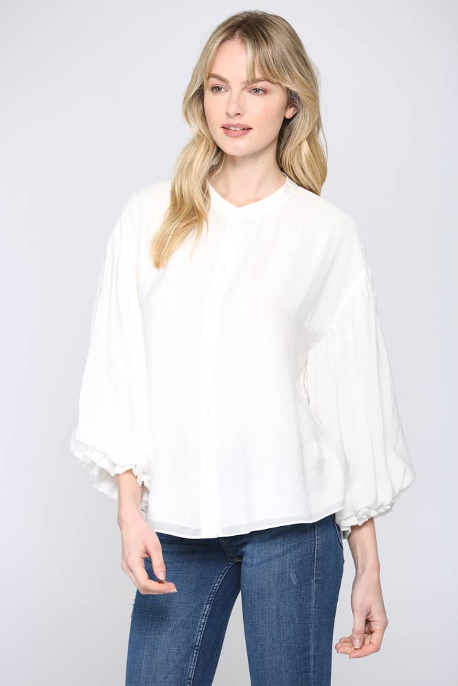 Puff Sleeve Button Down Shirt