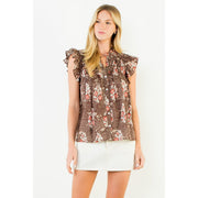 Flutter Sleeve Floral Smocking Top THML