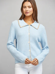 Whipstitching Edge Detail Button Up Cardigan Fate