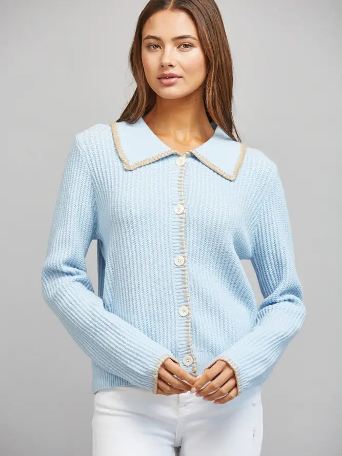 Whipstitching Edge Detail Button Up Cardigan Fate