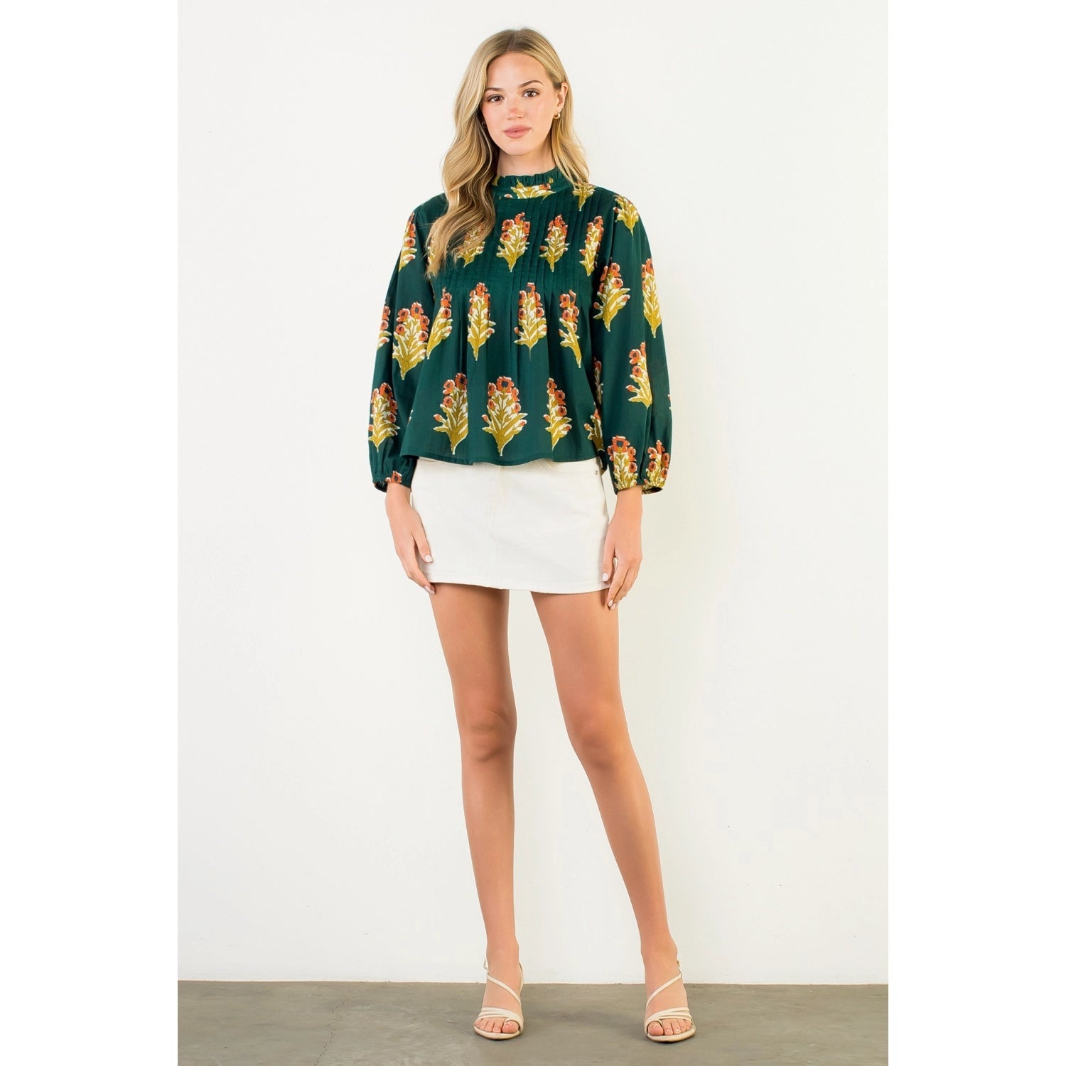 Long Sleeve Floral Detail Top THML