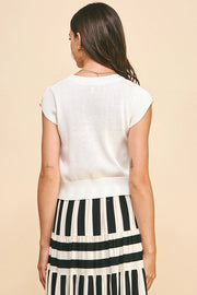Cap Sleeves Knit Top Pinch