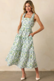 This Is The One Green Geometric Floral Cotton Maxi Dress Entro