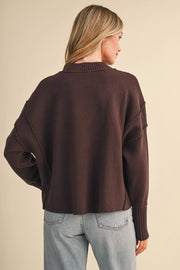 Drop Shoulder Long Sleeve Ribbed Sweate Merci