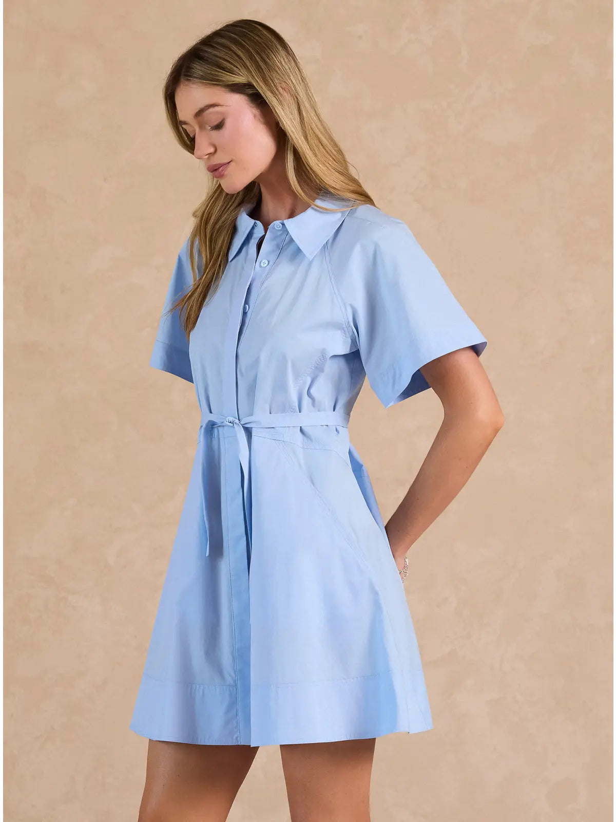 Poplin Button-Down Mini Dress Current Air