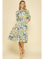 Floral Button Down Midi Dress Pinch