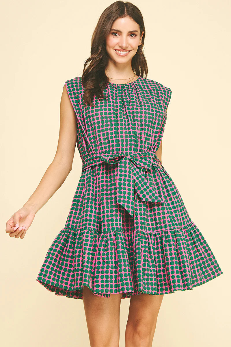 Pia Polka Dot Tiered Mini Dres Pinch