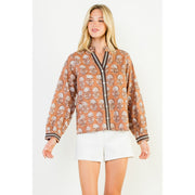 Long Sleeve Floral Detail Button Up Top THML
