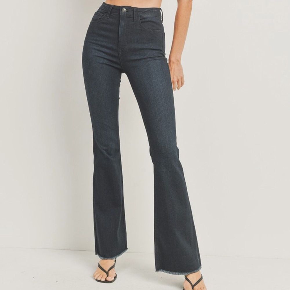 High Rise Flare With Fray Jeans