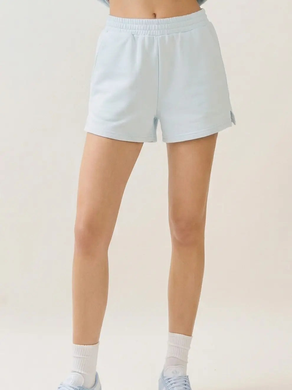 Elastic Waist Side Slit Solid Knit Relaxed Shorts Shop Expeditions