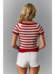 Short Sleeve Knit Sweater Top Le Lis