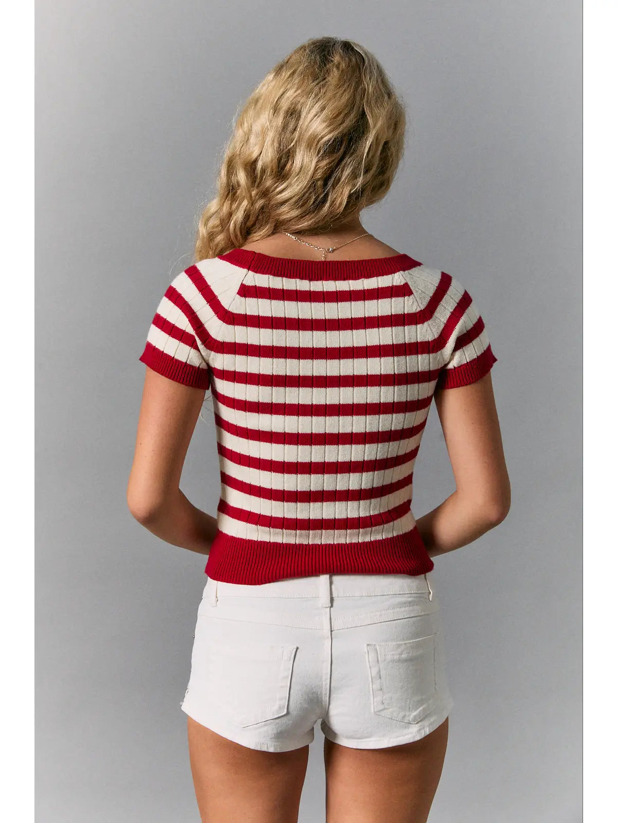 Short Sleeve Knit Sweater Top Le Lis