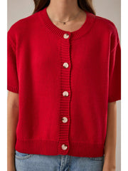 Short Sleeve Sweater Cardigan Le Lis