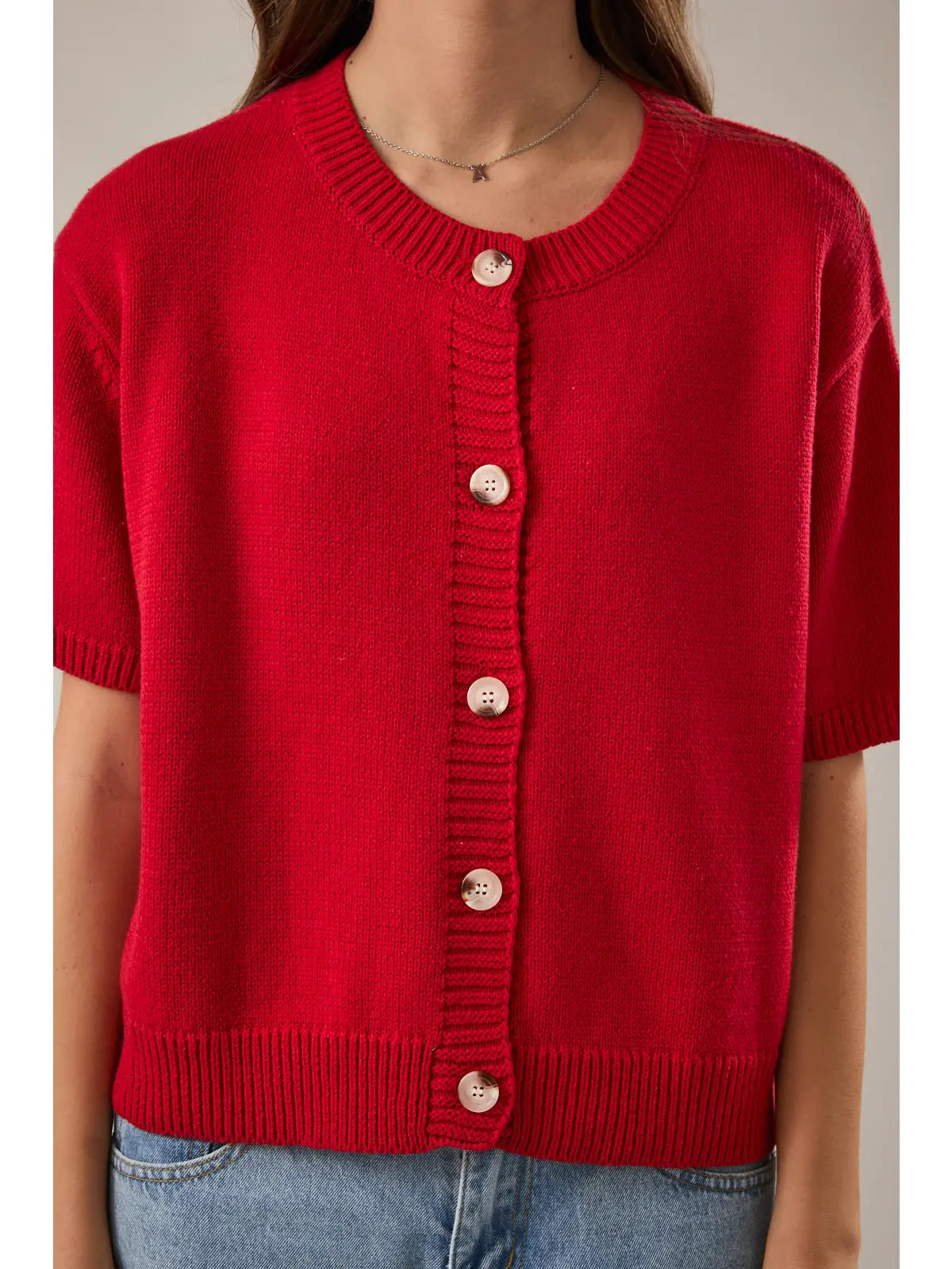 Short Sleeve Sweater Cardigan Le Lis