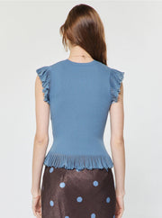 Sheer Ruffle Detail Sweater Top Current Air