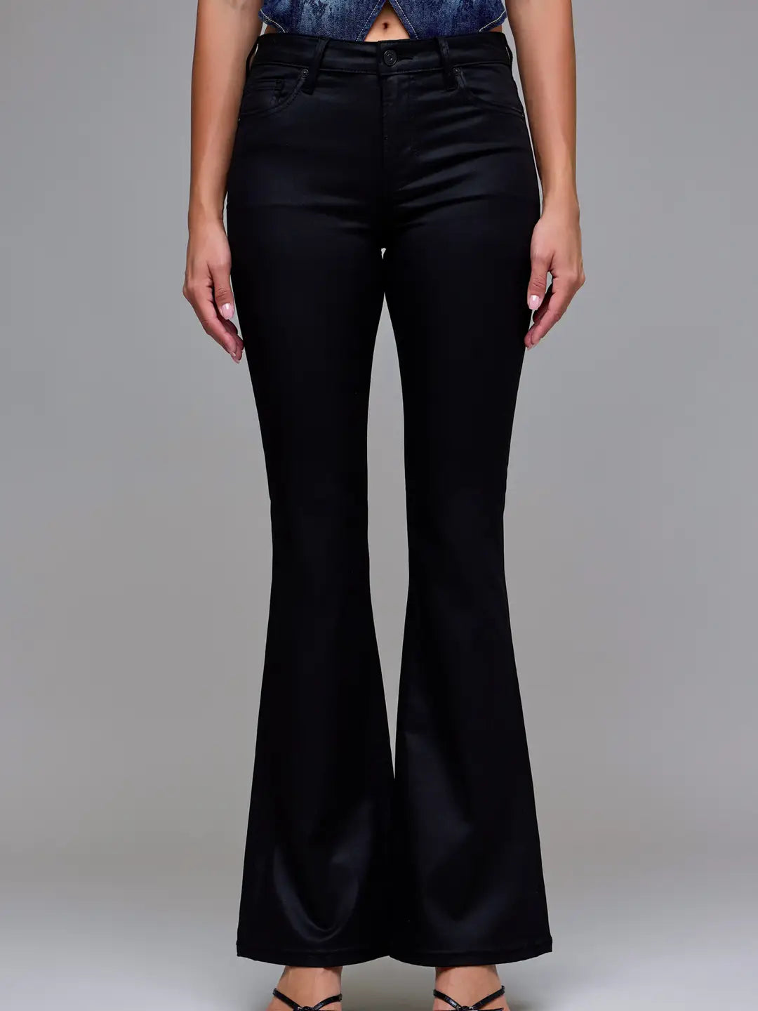 Coated 33" Inseam Mid Rise Flare Jeans Hidden Jeans