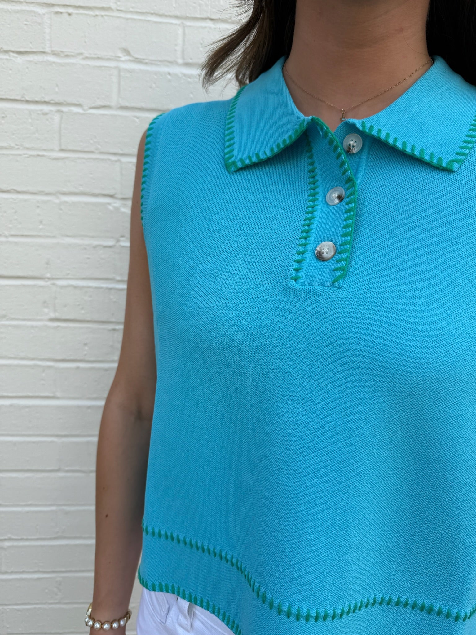 Sleeveless Stitch Sweater Tank Entro