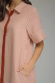 Stripe Short Sleeve Midi Dress Entro