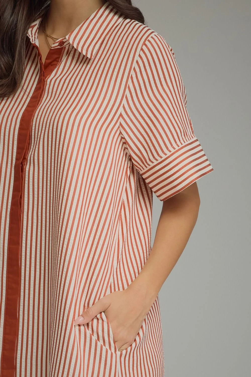 Stripe Short Sleeve Midi Dress Entro