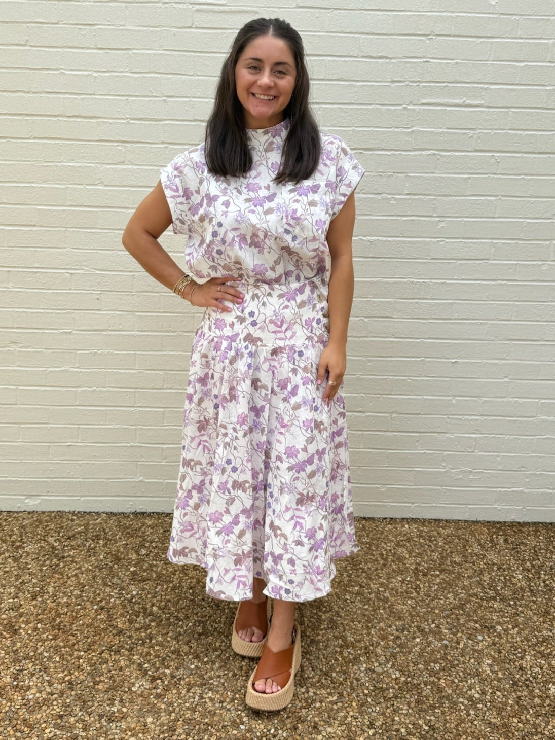 Midi Wrap Skirt with Yoke Line and Buttons Fate