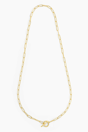 T-Bar Paperclip Charm Necklace in Gold Ella Stein