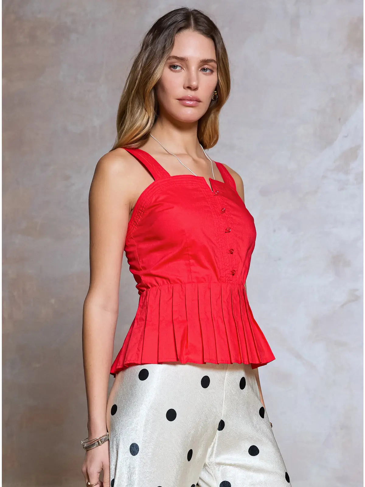 Sleeveless Embroidered Peplum Top Current Air