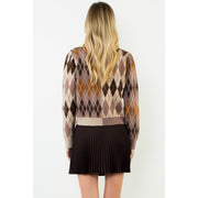 Pattern Gold Button Cardigan THML