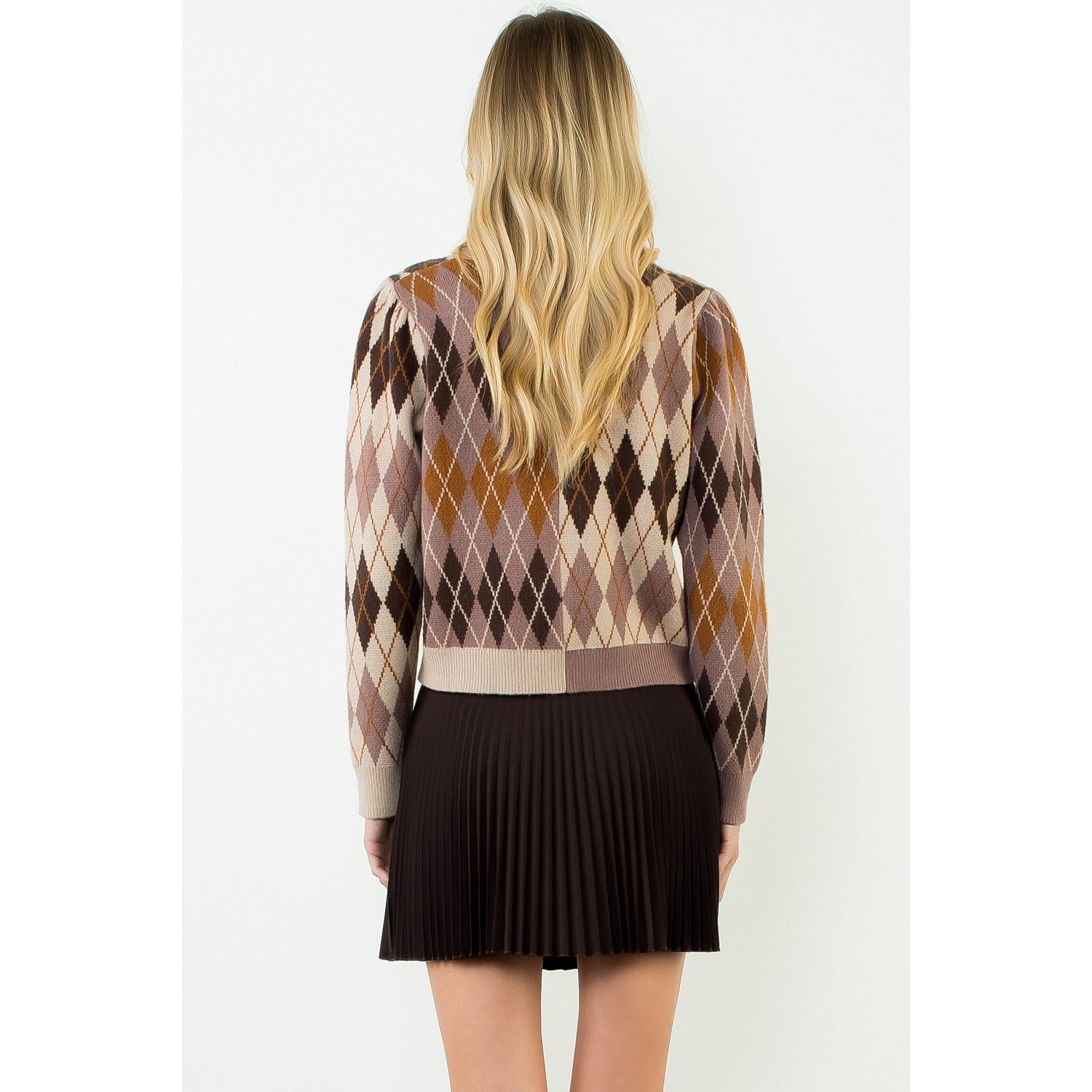 Pattern Gold Button Cardigan THML