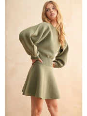 Balloon Sleeve Sweater Dress Miou Muse