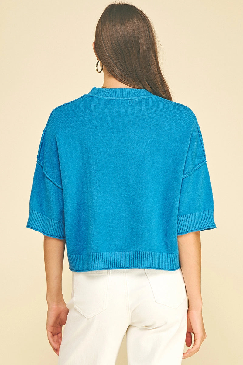 Soft Knit Short Sleeve Sweater Top Pinch