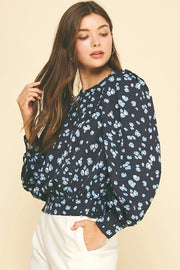 Floral Balloon Sleeve Blouse Pinch