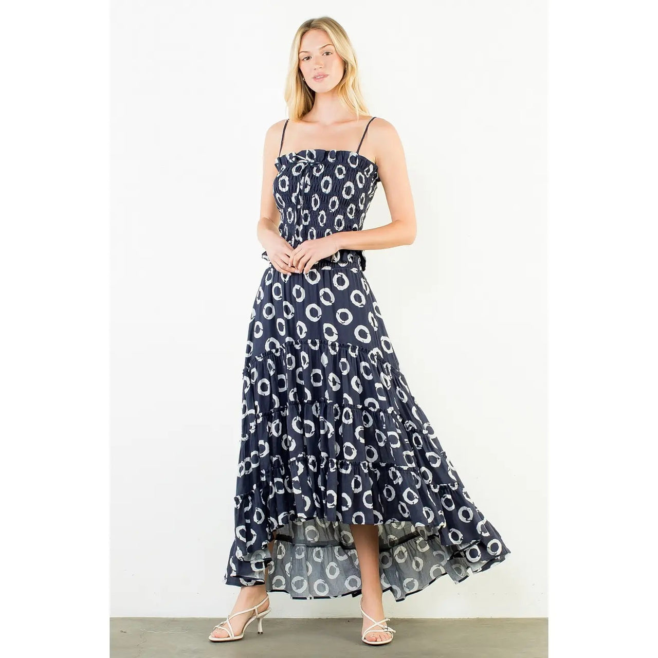 Elastic Waist Skirt with Print and Ruffles THML