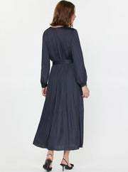 Pleated Long Sleeve Midi Dress Current Air