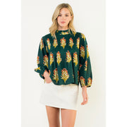 Long Sleeve Floral Detail Top THML