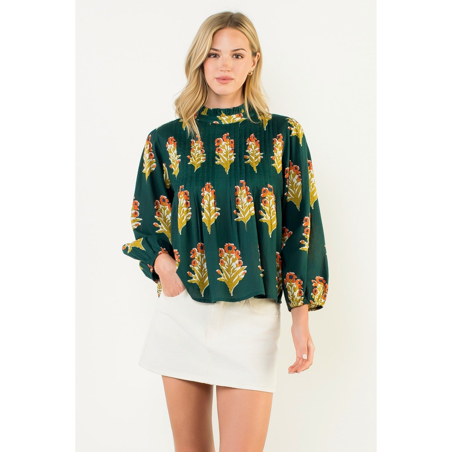 Long Sleeve Floral Detail Top THML