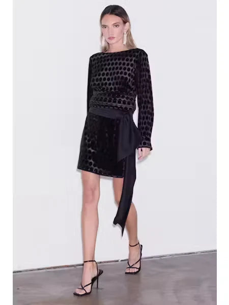 Fosi Polka Dot Velvet Top Ciebon
