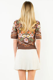 Emilia Short Sleeve Floral Sweater Top THML