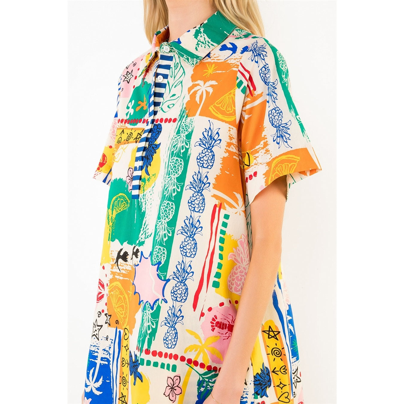 Short Sleeve Patterned Dress THML