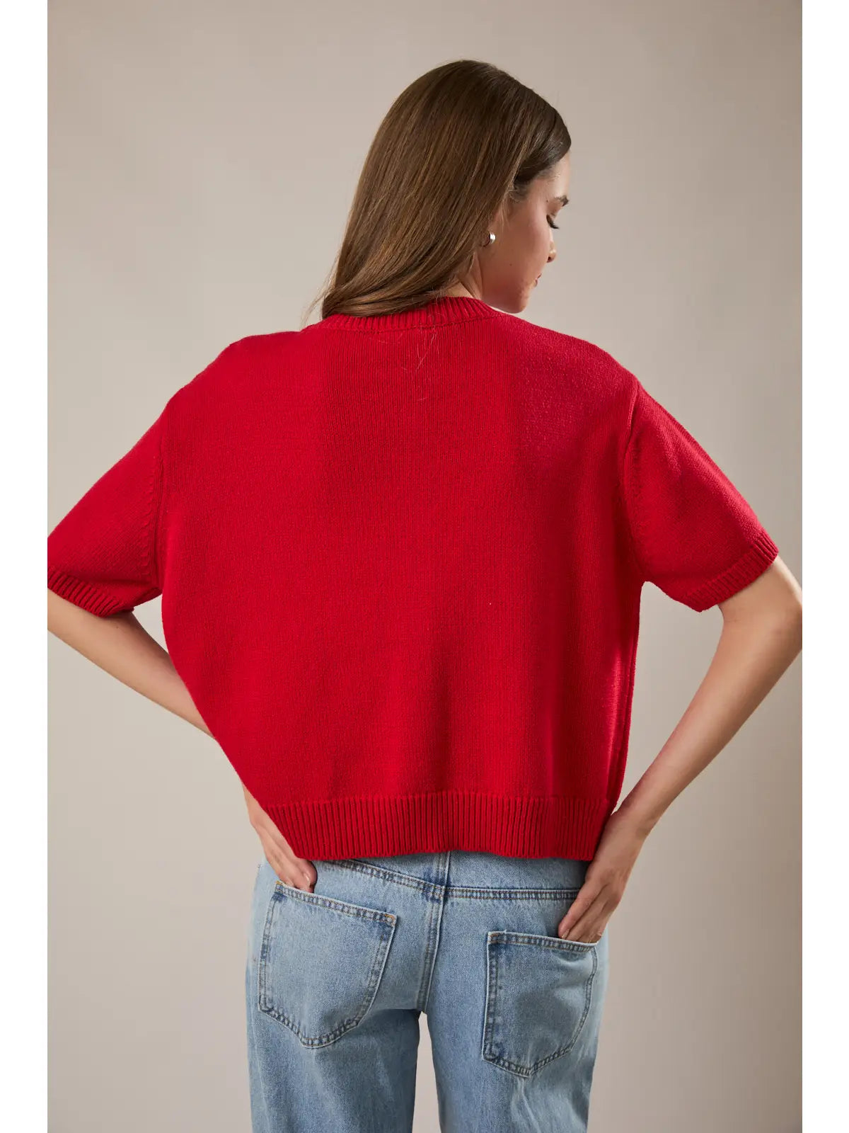 Short Sleeve Sweater Cardigan Le Lis