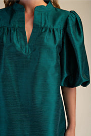 Round Neck Puff Sleeve Mini Dress Glam