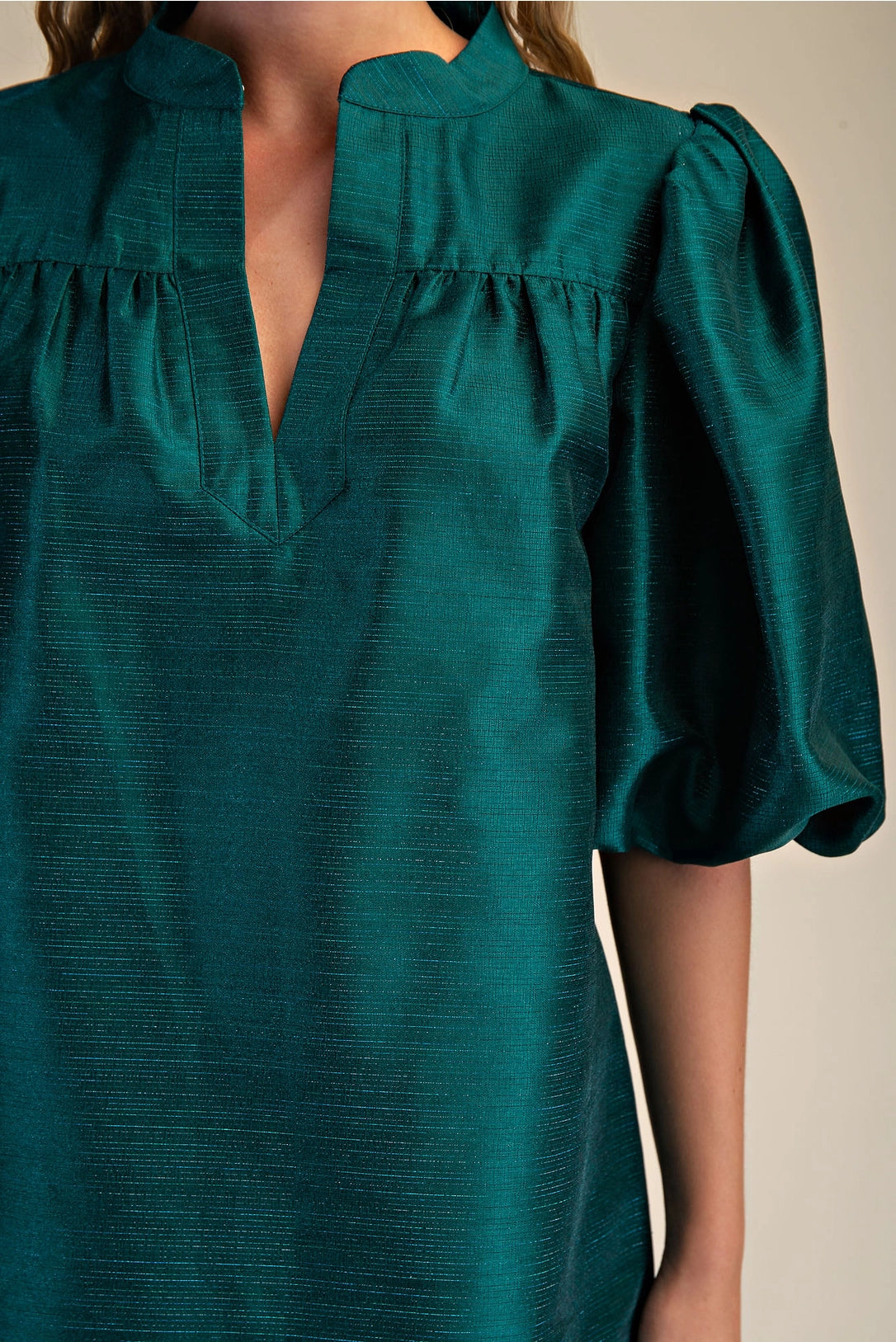 Round Neck Puff Sleeve Mini Dress Glam