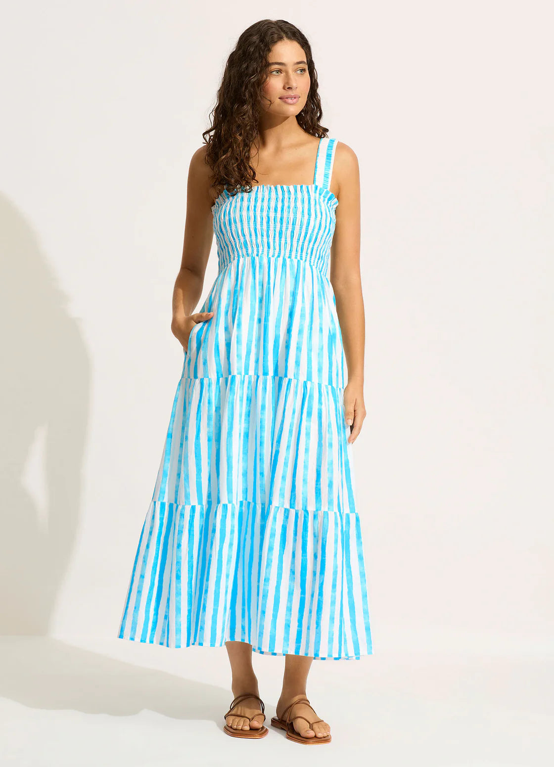 Shirred Midi Dress