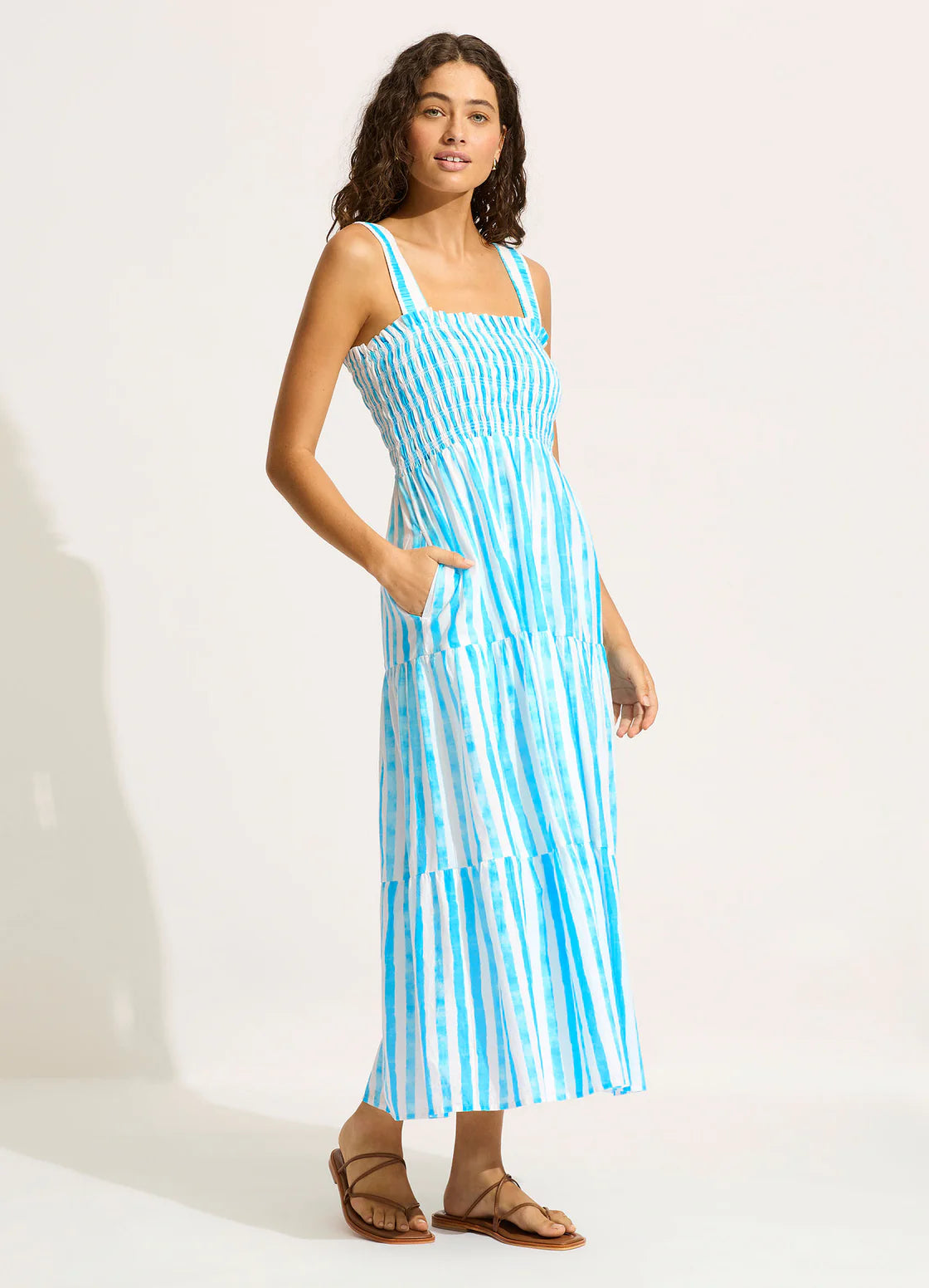 Shirred Midi Dress