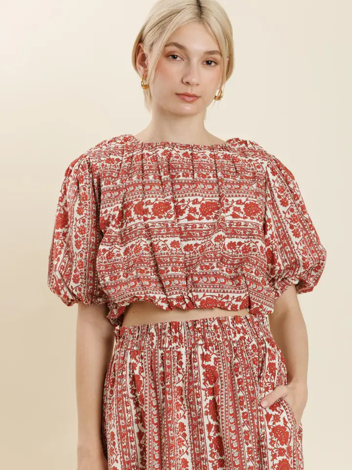 Striped Floral Bubble Top Aureum