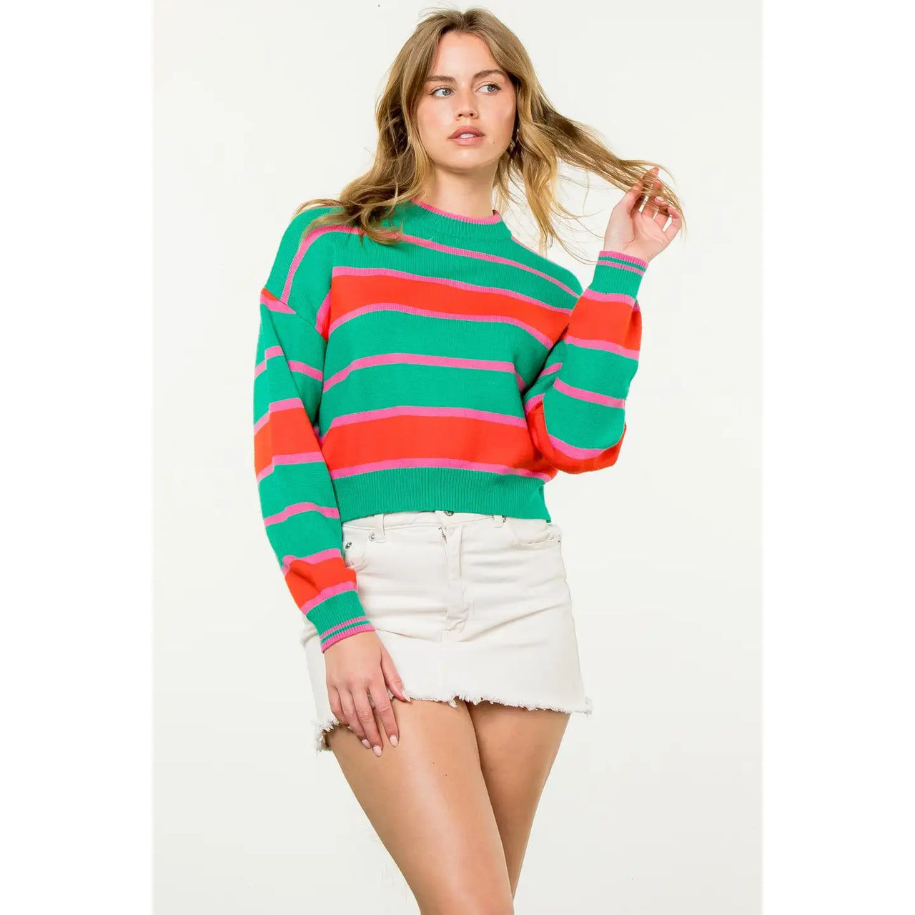 Striped Pattern Knit Sweater