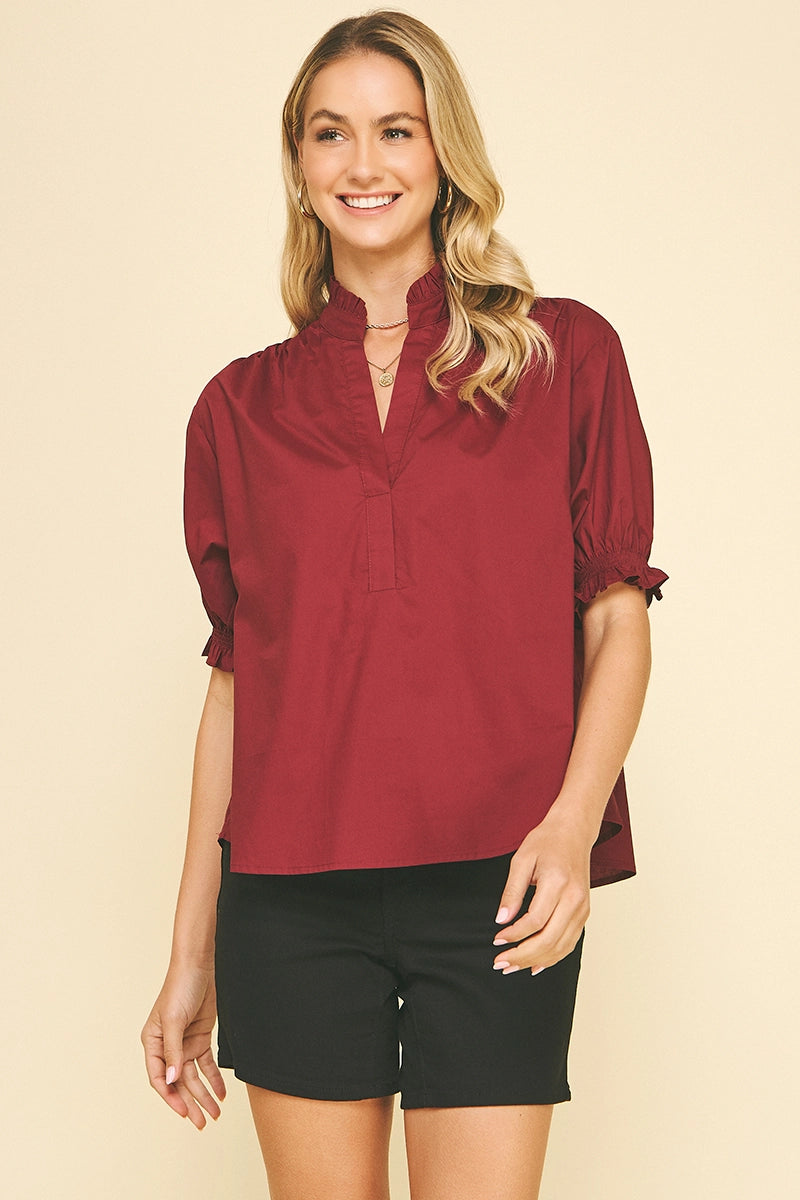Balloon Sleeve Blouse Top Pinch