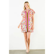 Short Sleeve Flower Dress THML