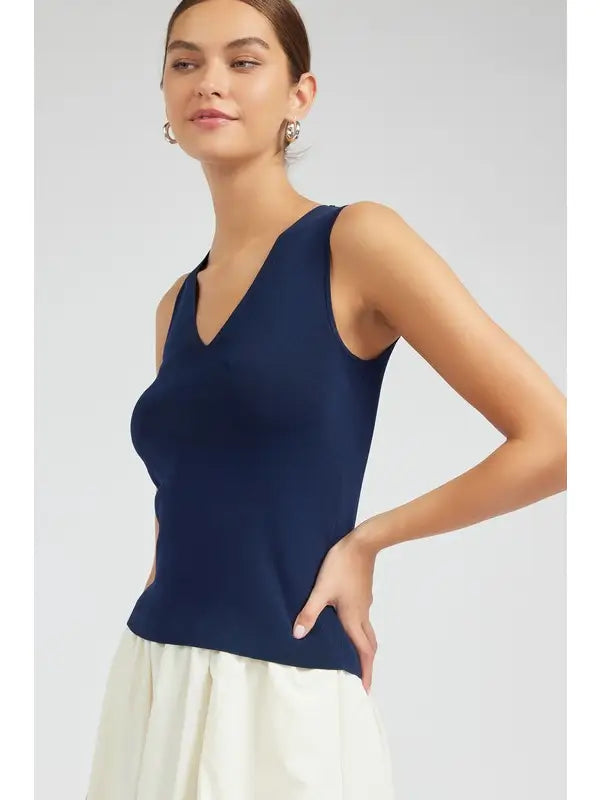 Sleeveless V-Neck Sweater Top Current Air