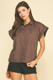 Geometric Diamond Print Shirt Pinch