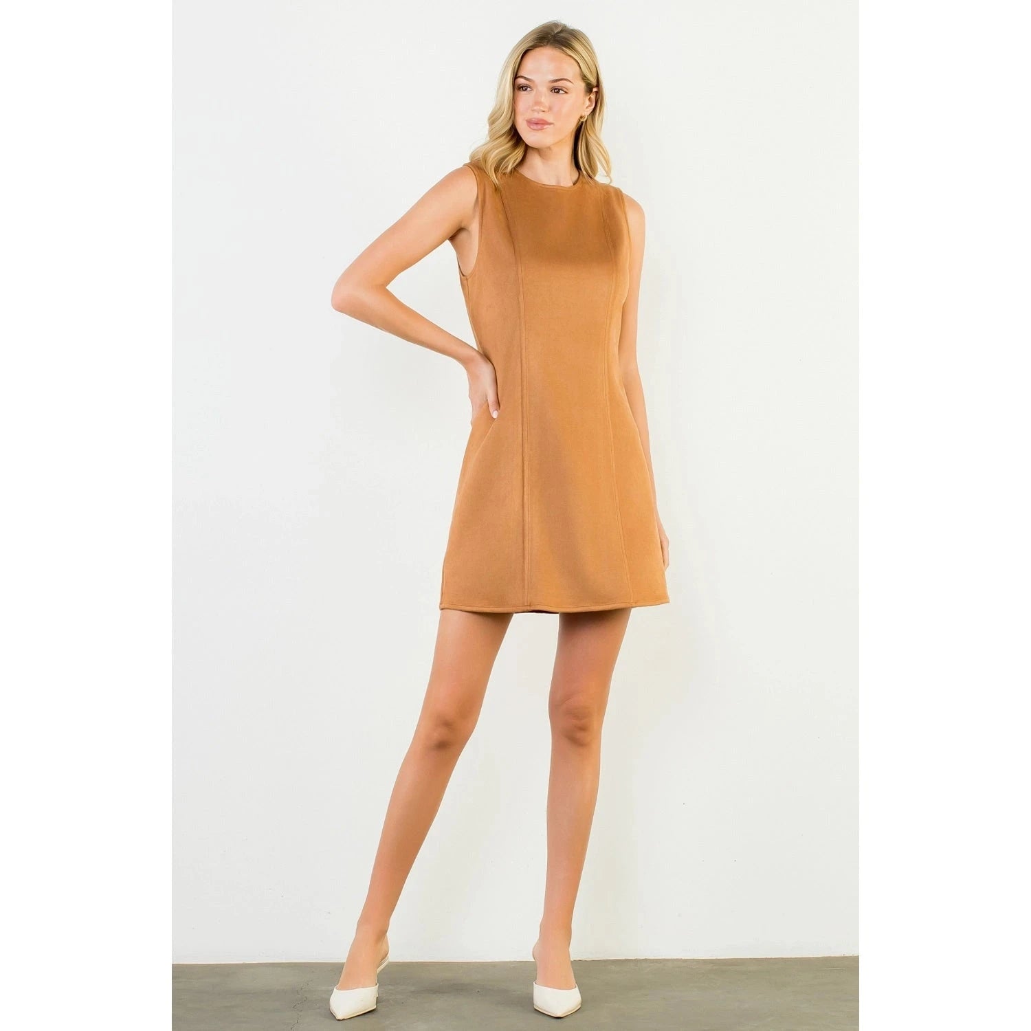 Sleeveless Suede Dress THML